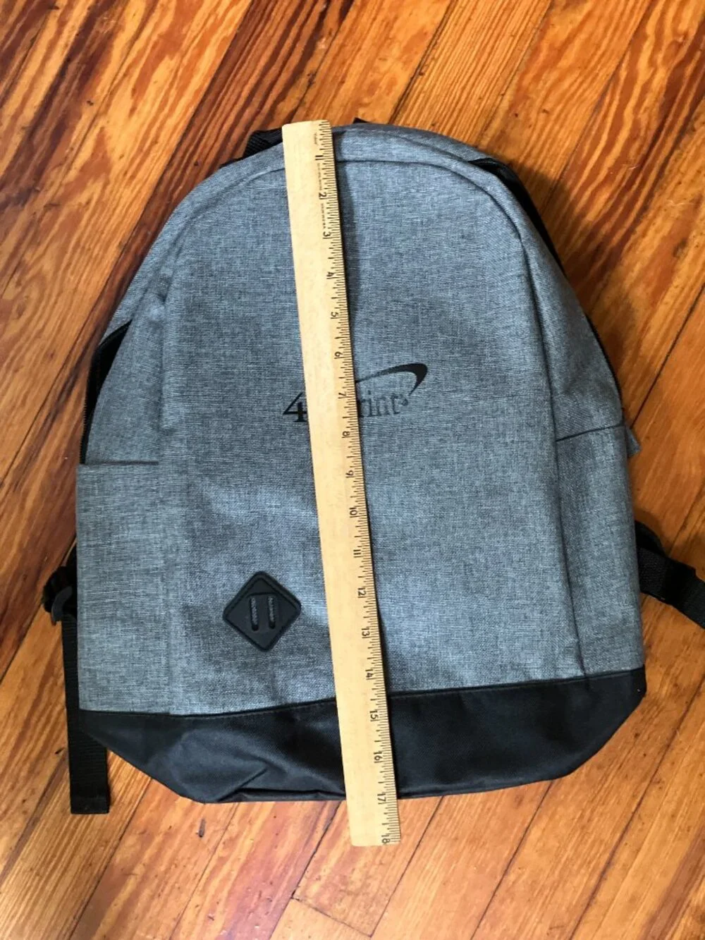 NEW 4imprint Gray Heather Backpack Laptop School Travel Book Bag Black Accent